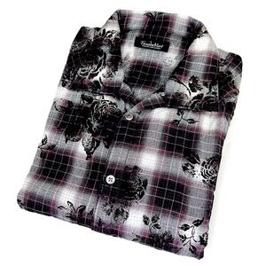 Tornado Mart Vintage Purple Plaid Flocked Shirt from Japan